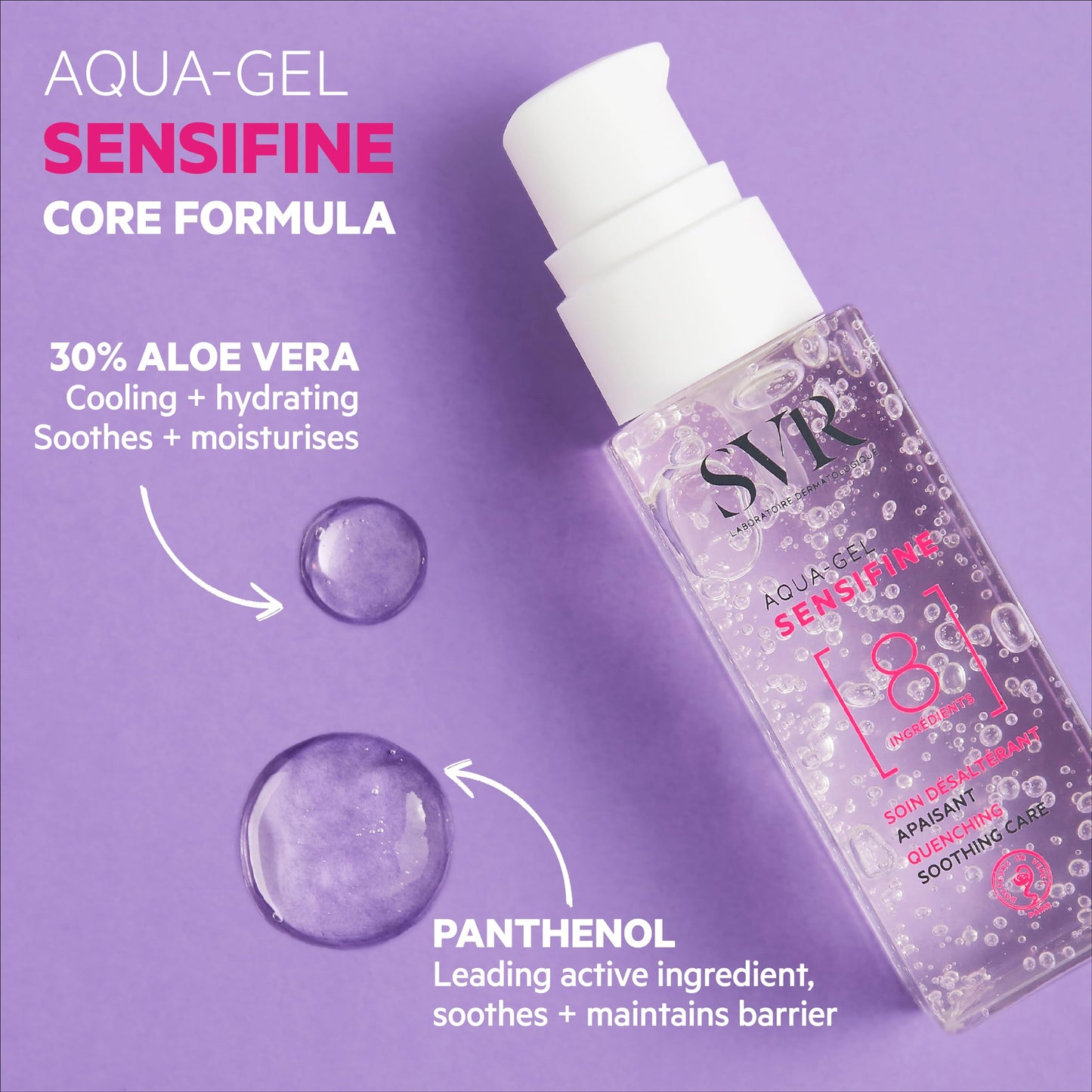 SVR Sensifine Aqua Gel Face Moisturizer with Glycerin, Aloe Vera & Panthenol. Instantly Soothe & Intensely Moisturize Normal to