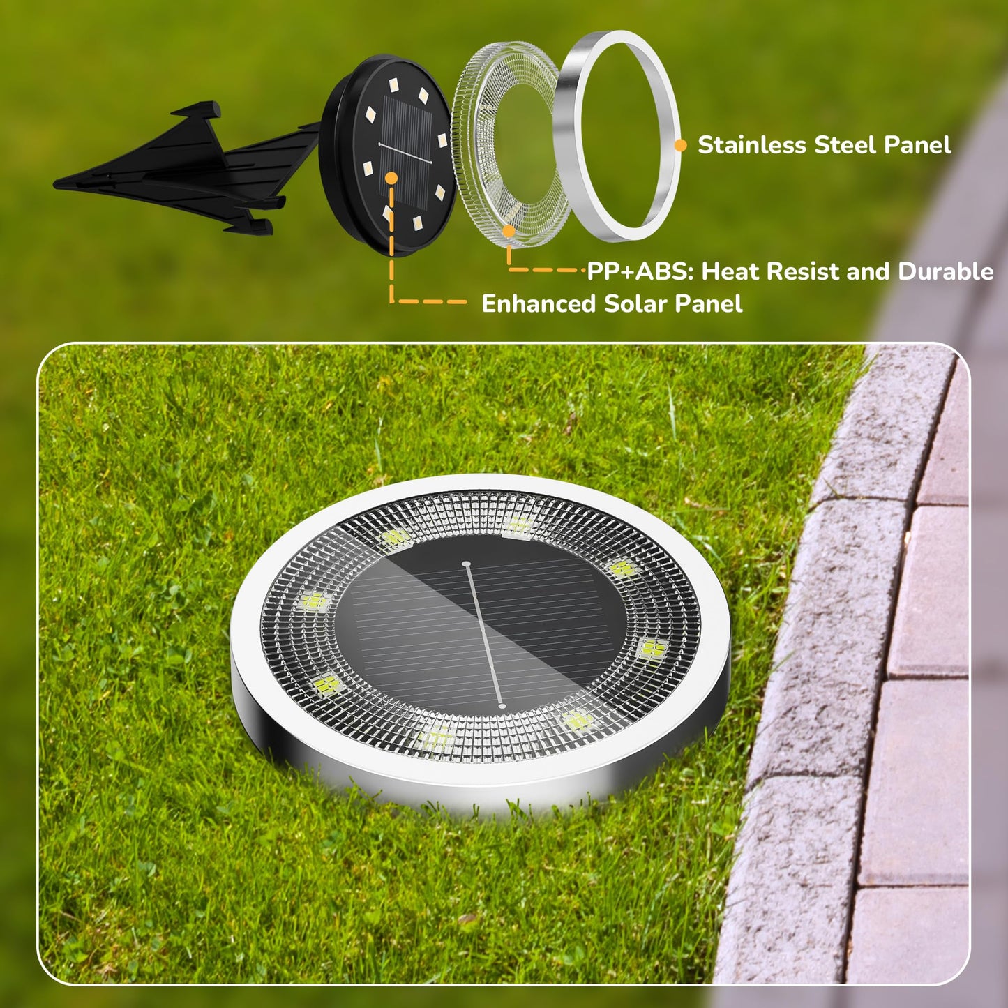 INCX Solar Ground Lights, 20 Pack Solar Lights Outdoor Waterproof, Solar Garden Lights Landscape Lighting for Patio Pathway Lawn Yard Deck Driveway Walkway, Cold White