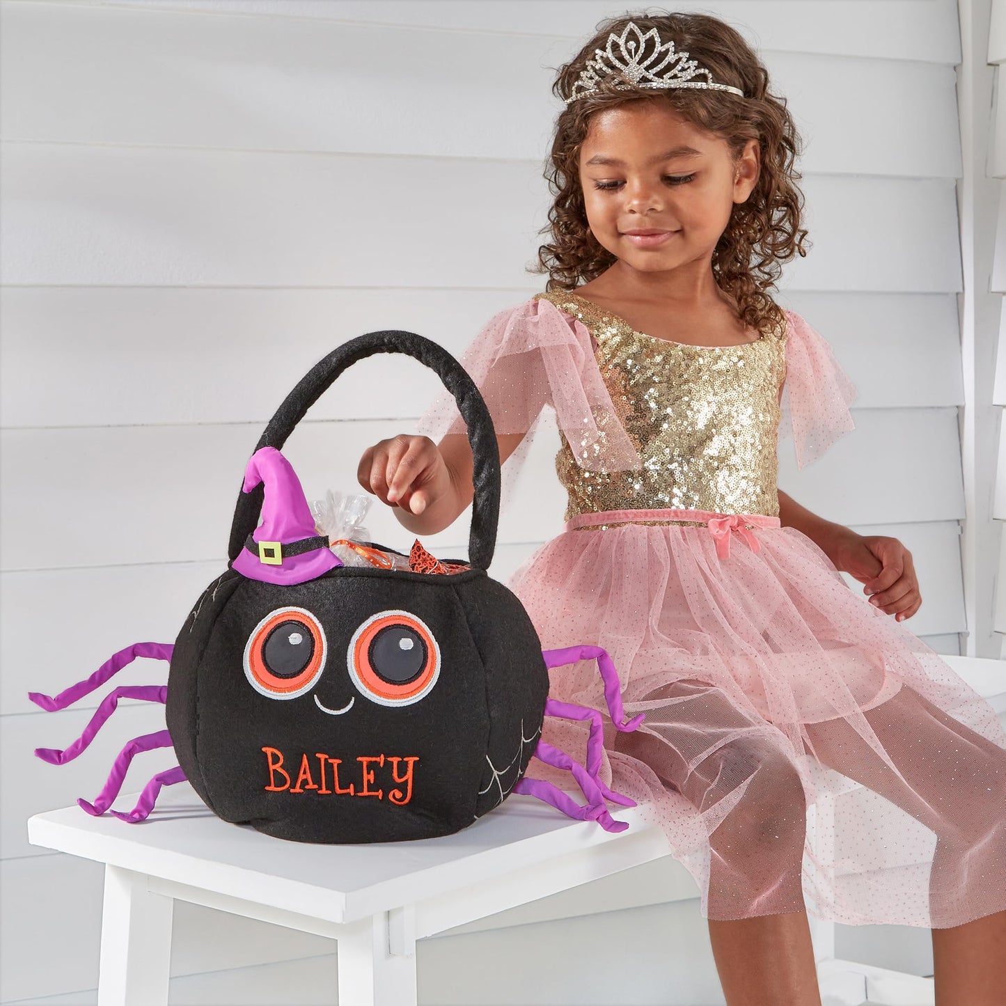 Let's Make Memories Personalized Trick-or-Treat Bag - Halloween - for Kids - Candy Bag - Reflective Spider - Safety