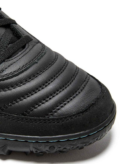 Diadora Calcetto LT Turf Soccer Shoes - Full Grain Leather, Enhanced Cushioning, Anti-Wear Rubber, Synthetic Turf, Optimal Traction and Stability, Black/Pink/Cyan Blue, 7 UK