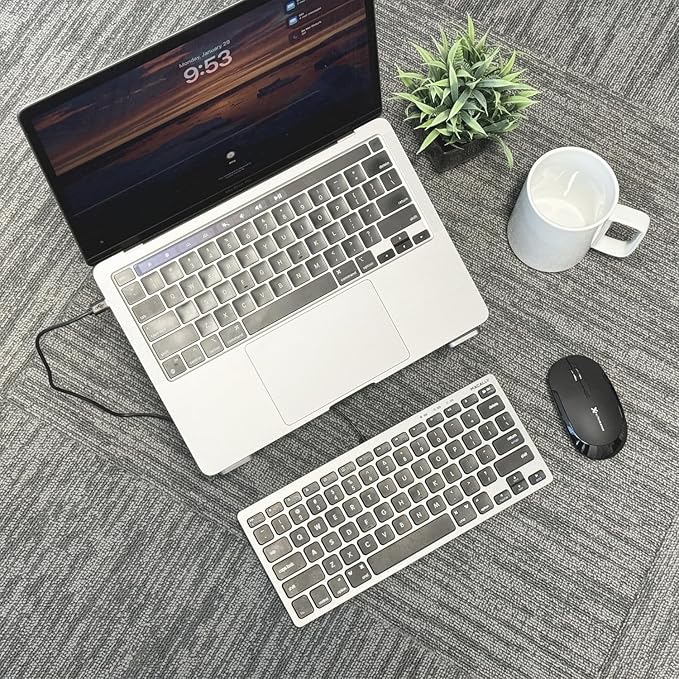 Macally Small USB C Keyboard - Plug & Play Compatible Wired Apple Keyboard for Mac mini, MacBook Pro/Air, iMac, iPad, Windows, Chromebook with USBC Port - Compact & Mini USB Type C - Space Gray