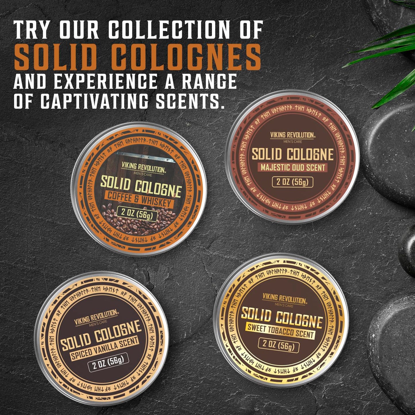 Viking Revolution Coffee Whiskey Mens Solid Cologne Men 2 Oz - Solid Perfume with Coffee and Whiskey Scent for Men - Mens Travel Cologne Wax (1 pack, 2 Oz)