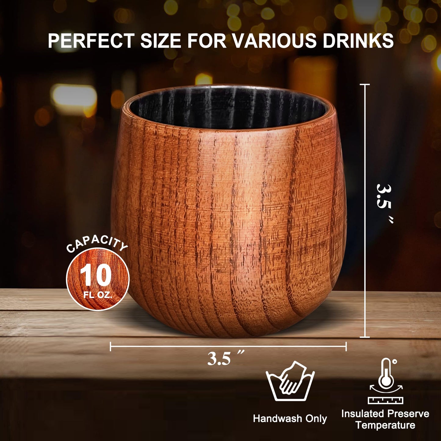Charred Wooden Bourbon Drinking Glass, Bourbon Gifts for Men - 10 oz Charred Wooden Old Fashioned Glass Whiskey Tumbler | Birthday Whiskey Gifts for Men, Dad or Brother | Original Bourbon Tumbler
