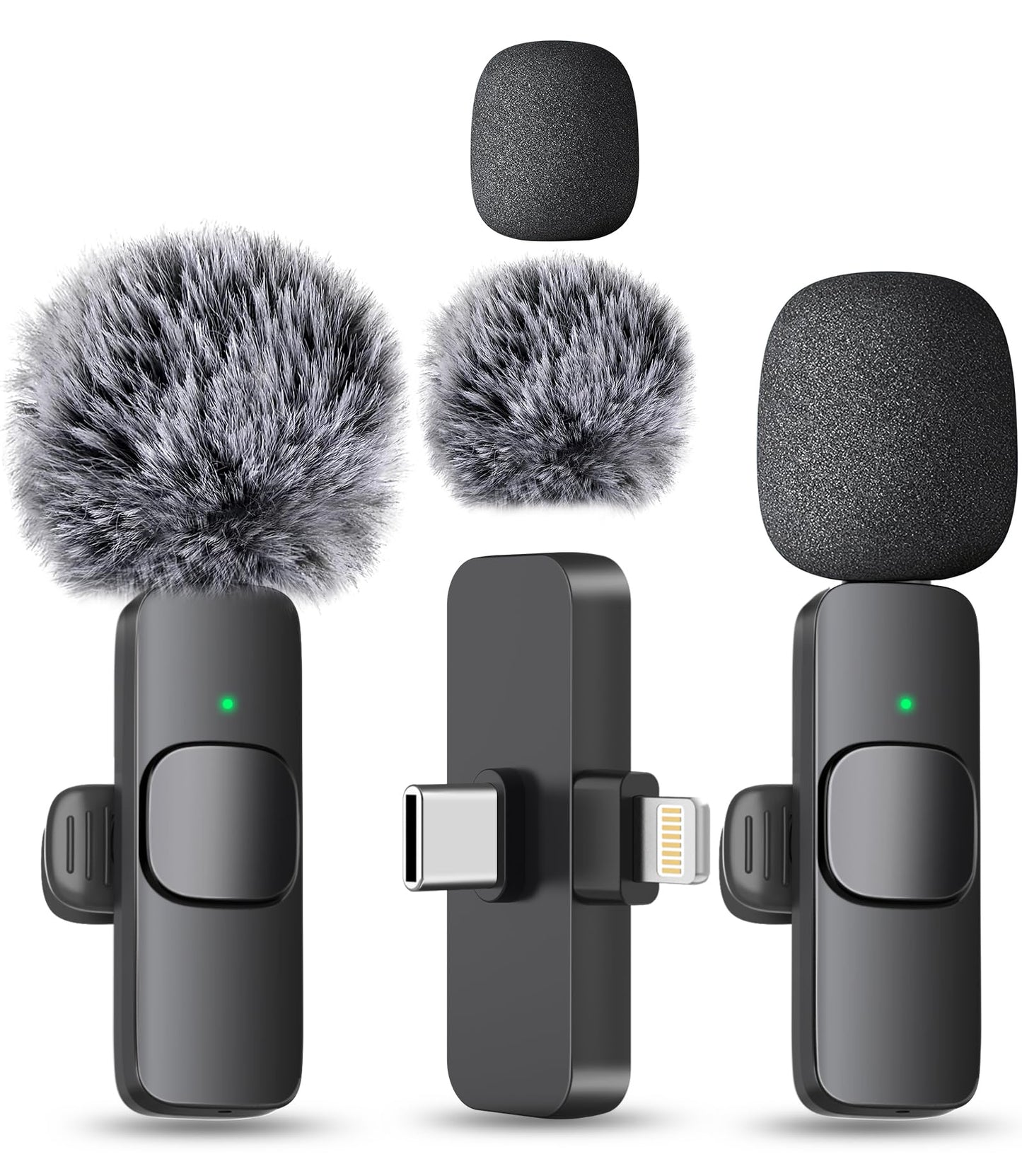 MAYBESTA Wireless Mini Microphone for iPhone, Android Phone - Bluetooth Lavalier Lapel Mic for Audio Video Recording - Clip on C