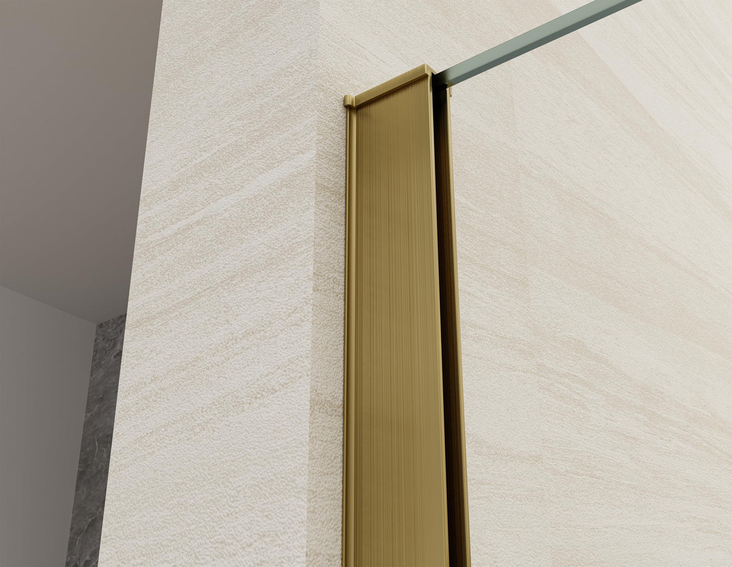 Viivppai Shower Screen 36" x 76" Half Frameless Shower Wall Panel, Tempered Glass 3/8 inch, Easy to clean Coating, Fixed Glass Shower Door with Hardware (Brushed Gold)
