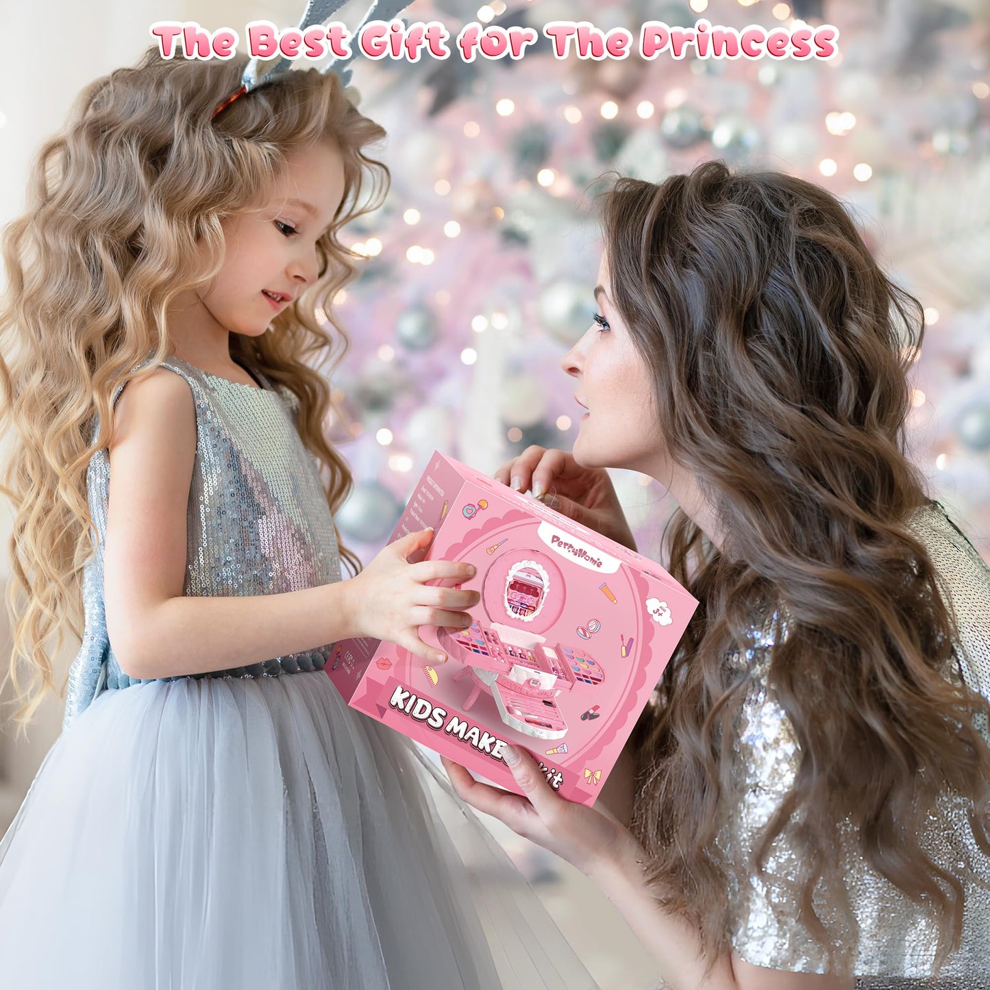 PERRYHOME Kids Makeup Sets for Girls 5-8, 57 Pcs Kids Makeup Kit for Girls Non-Toxic Washable Real Cosmetic Set, Toddlers Birthday Gifts Princess Toys for 3 4 5 6 7 8 9 10 11 12 Year Old (Pink)