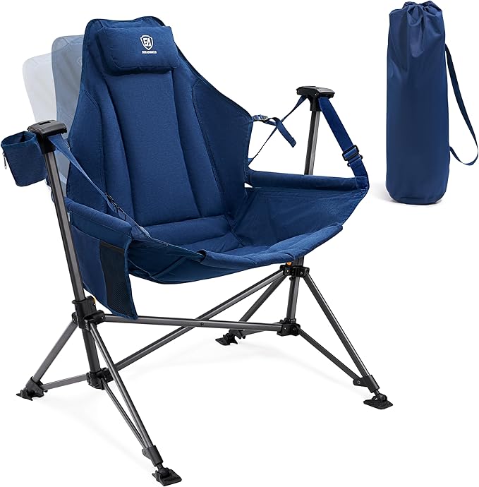 EVER ADVANCED Padded Hammock Camping Chair, Oversized Heavy Duty Swing Chair with Detachable Cup Holder, Portable Folding ...