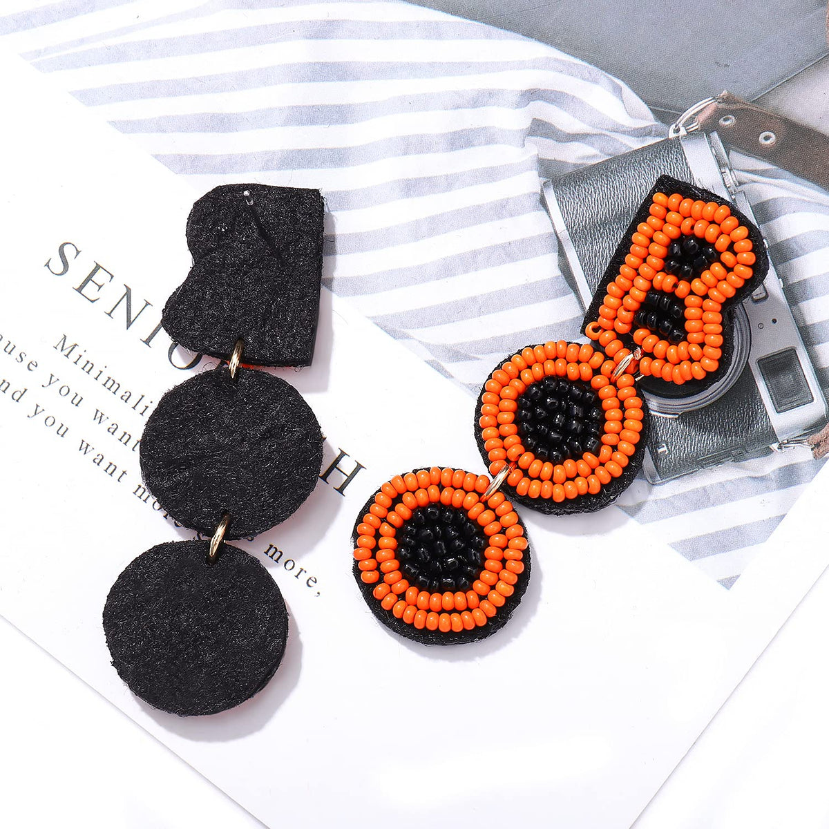 CEALXHENY Halloween Earrings Beaded Boo Earrings for Women Spooky Ghost Pumpkin Drop Dangle Earrings Handmade Gothic Costume Party Holiday Festive Jewelry Gifts (Boo)