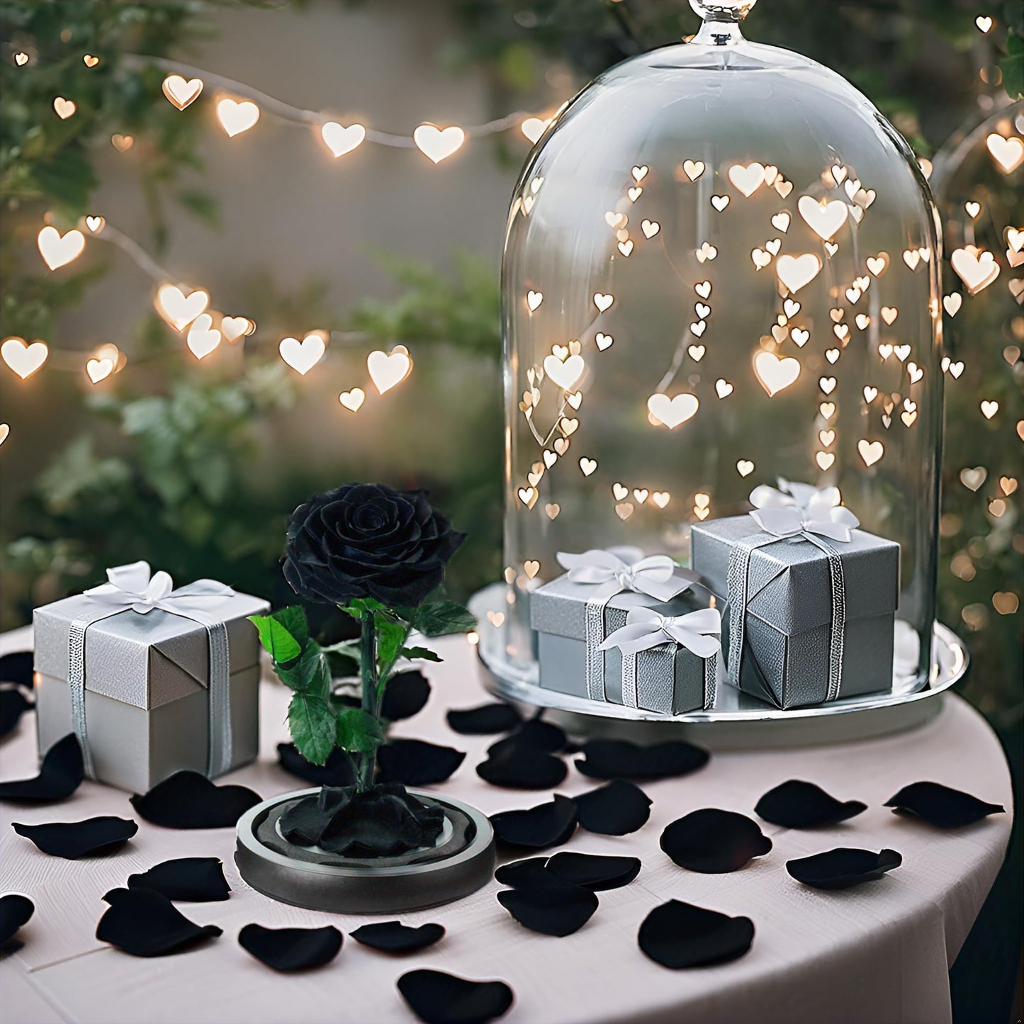 BLOSSBLISS Forever Preserved Flower Real Black Rose in Glass Dome, Flower Gift for Men Him Her Wife Husband Mother, Eternal Flowers for Christmas,Valentine's Day, Thanksgiving Day, Birthday,9 Inch