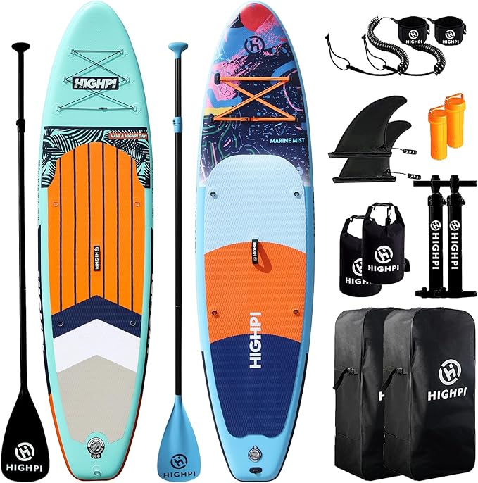 Highpi Inflatable Stand Up Paddle Boards, Ultra-Light SUP for All Skill Levels, w/Accessories Backpack, Anti-Slip Deck, Le...