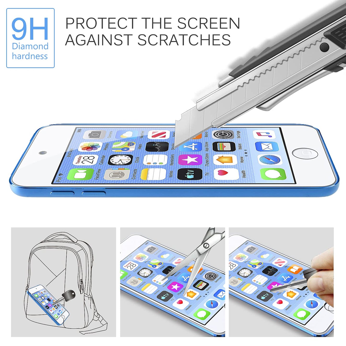 Ivoler [4 Pack] [Tempered Glass] Screen Protector Compatible Ipod Touch 7G 2019 6G 5G (7Th 6Th 5Th Generation), 0.2Mm Ultra Thin