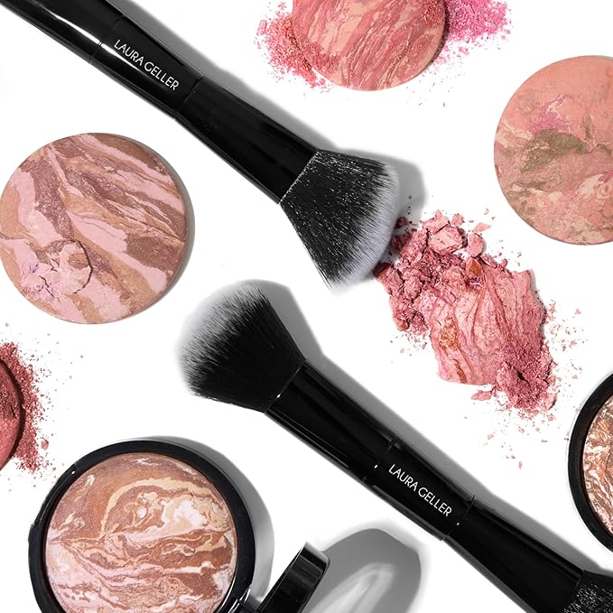 LAURA GELLER NEW YORK Dual-Ended Blush + Bronzer Brush - Blush Bronzer Contour Face Makeup Brush