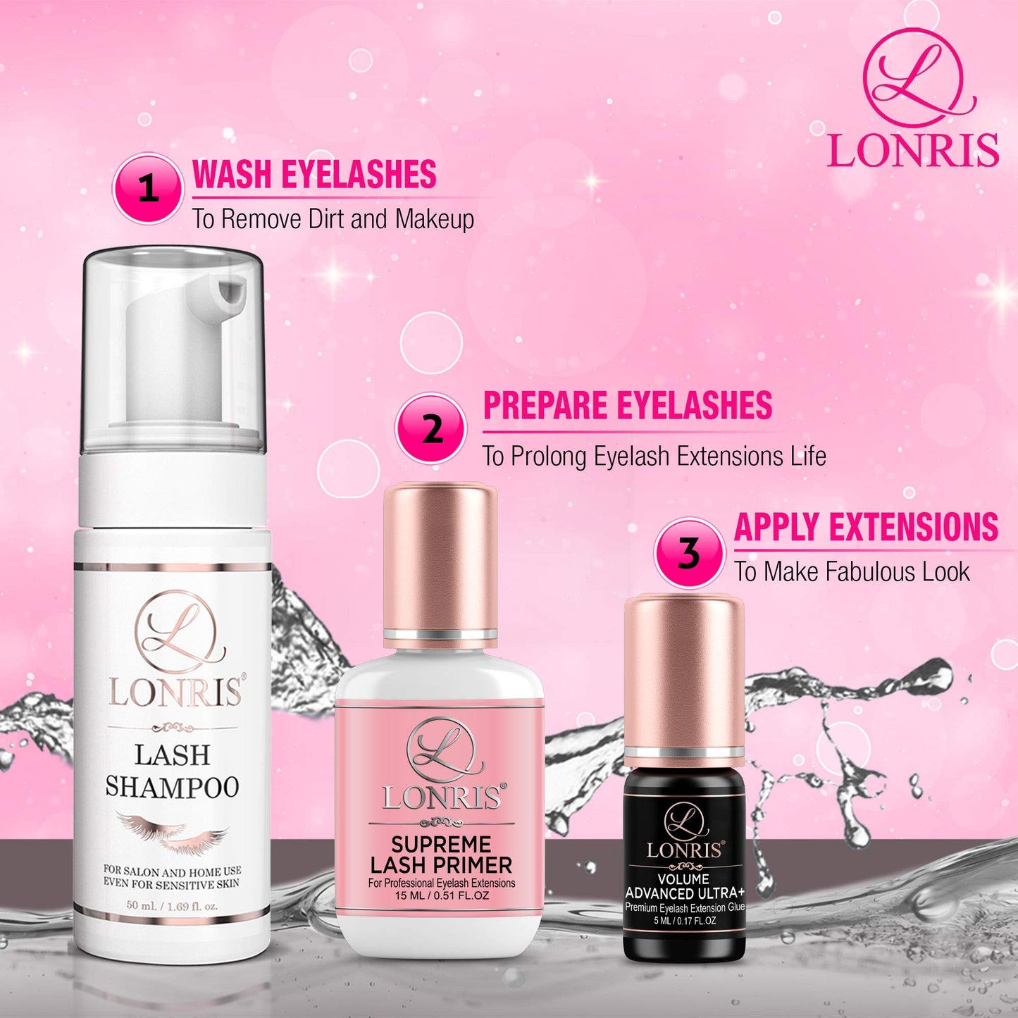 7-8 Weeks Retention/Eyelash Extension Glue Volume Advanced Ultra+ LONRIS Lash 5 ml/1-2 Sec Drying time/Maximum Bonding/Semi-Perm