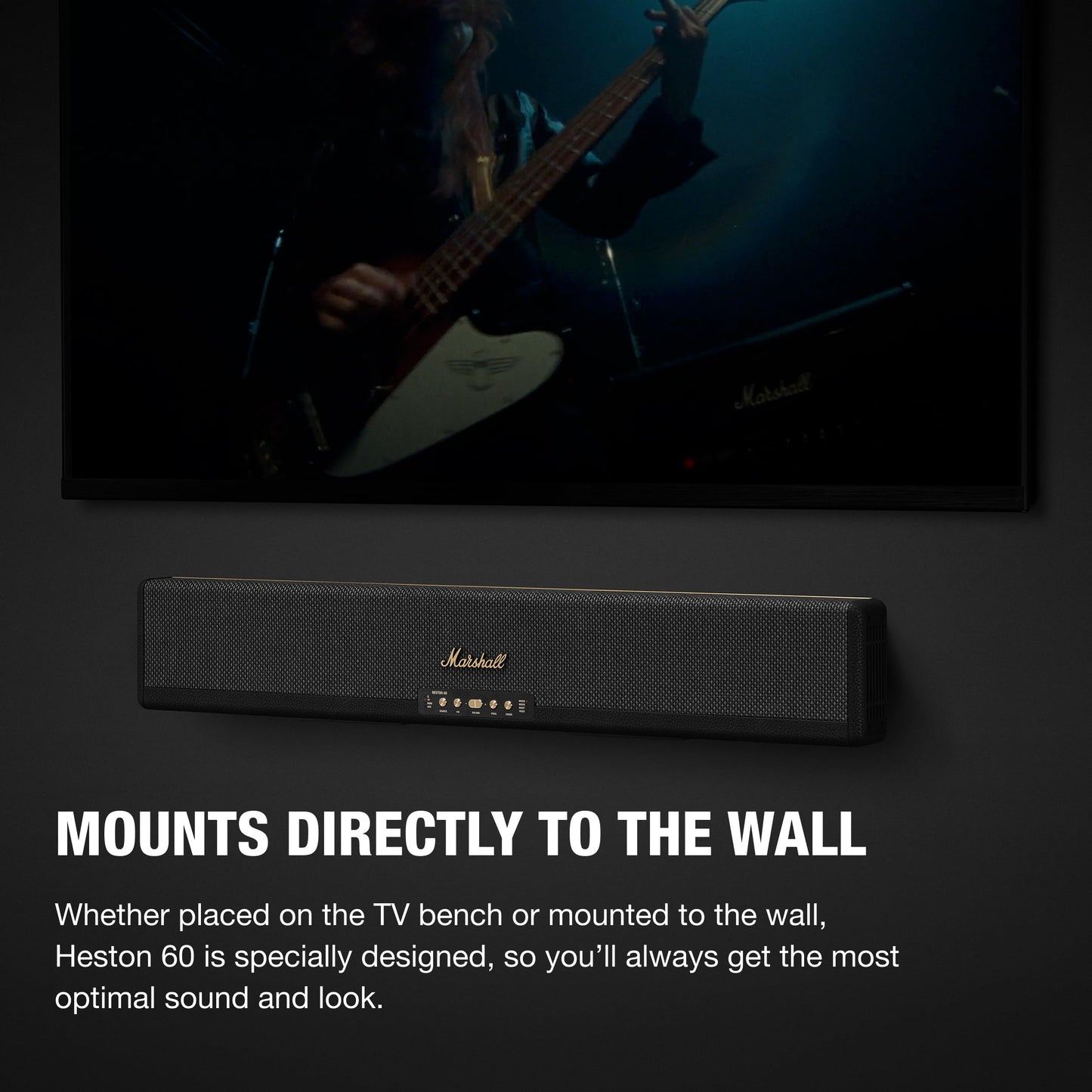 Marshall Heston 60 Soundbar - Dolby Atmos Immersive Sound for TV, Movies, and Music | Bluetooth, WiFi, HDMI, 3.5 mm Aux Inputs - Black
