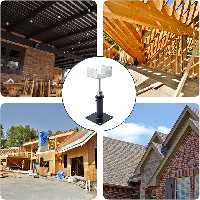 YXGJDP 4 Pack U-Shaped Floor Jack - Adjustable Steel Beam Support for 4x2, 4x4, 4x6 Joists Heavy Duty Screw Jack with U-Head Telepost & House Jack.6-9 Inch Adjustment Range