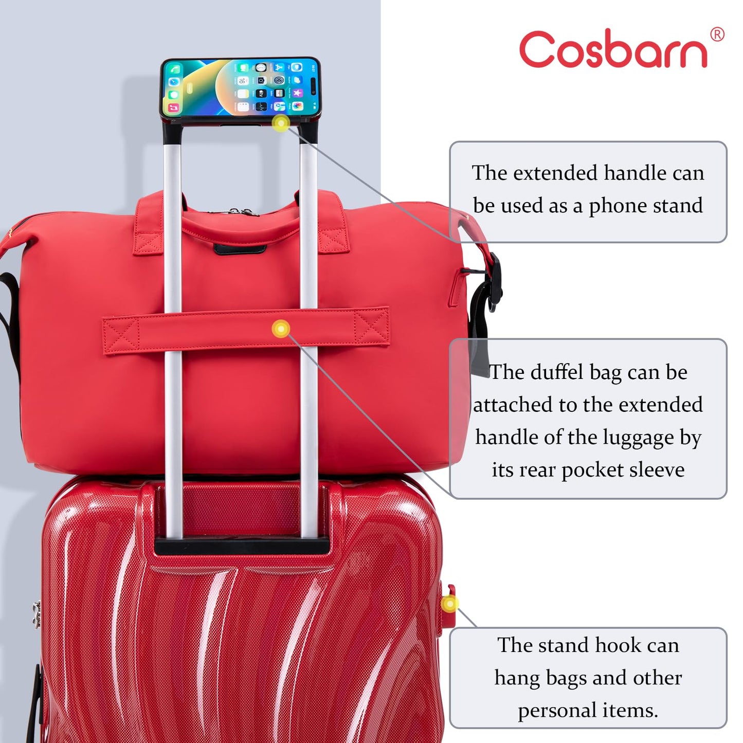 Cosbarn Luggage Sets 5 Piece Suitcases with Wheels, Suitcase Set, ABS+PC Hardshell Luggage set with Phone Holder Durable Travel Luggage with TSA Lock Spinner Wheels Black