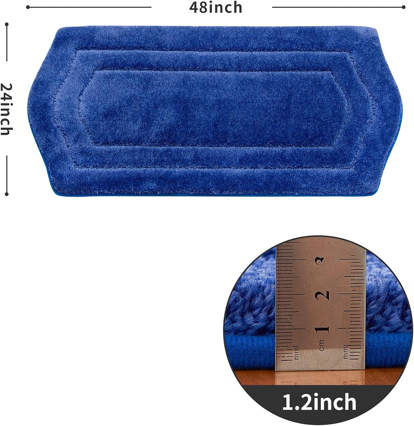 COSY HOMEER Extra Thick Bath Linen Sets Rugs for Bathroom - Anti-Slip Bath Mats Soft Plush 100% Strong Polyester Living Room Bedroom Water Absorbent(Blue,24x48 - Inches)