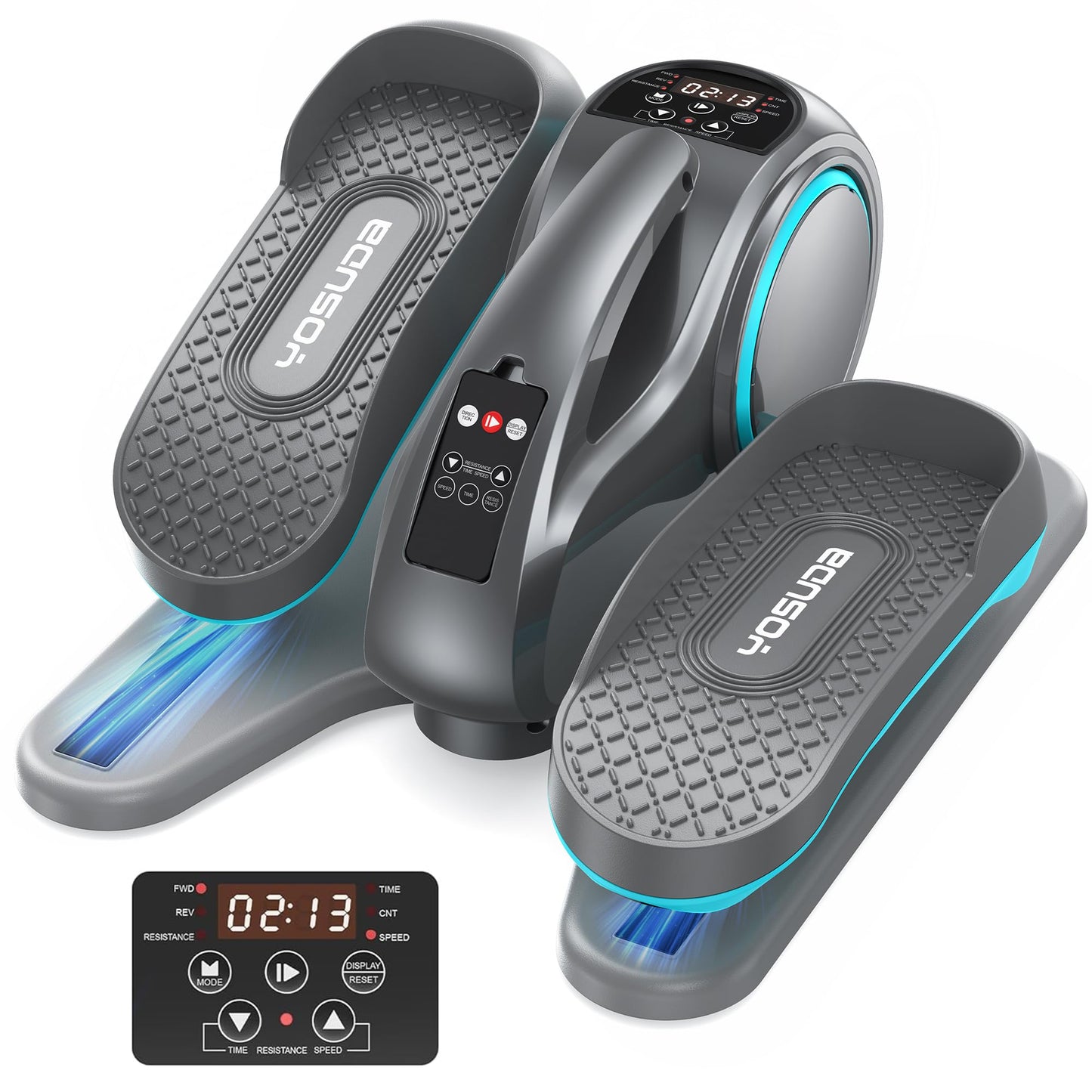 YOSUDA Under Desk Elliptical, Elliptical for Seniors Fully Assembled,Quiet & Portable Electric Seated Pedal Exerciser with 10 Level Resistances & Speeds,Remote Control,Bule Gray