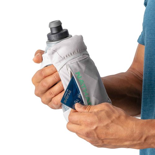 Nathan Running Handheld Quick Squeeze Water Bottle. No-Grip Adjustable Hand Strap. 12oz / 18oz / Insulated. Reflective Hydration Water Bottle.