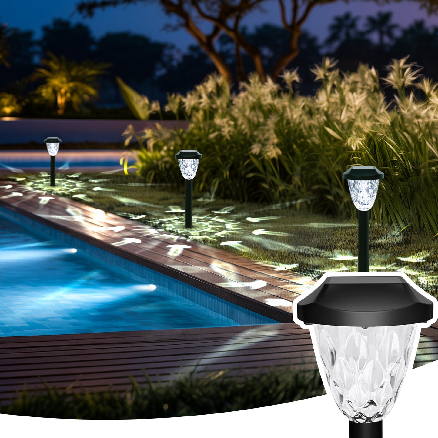 GIGALUMI 12 Pack Solar Lights Outdoor, Solar Pathway Lights with Great Pattern, Waterproof Auto On/Off Solar Powered Light for Outside Yard Garden Walkway Driveway Lawn Pathway
