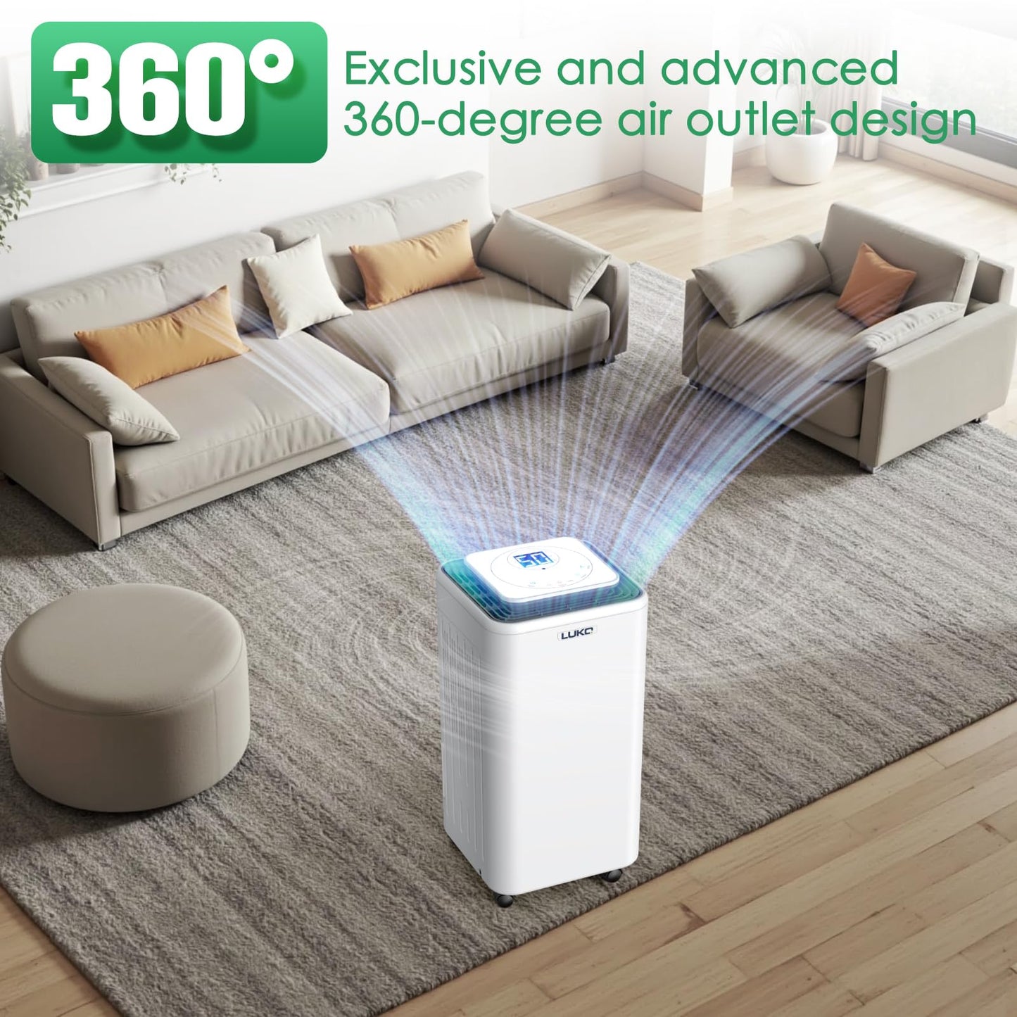 LUKO 2000 Sq. Ft Dehumidifiers for Large Room and Basements, 30 Pints Dehumidifier with Drain Hose, Auto or Manual Drainage, 0.528 Gallon Water Tank, Auto Defrost, Dry Clothes Function, 24H Timer