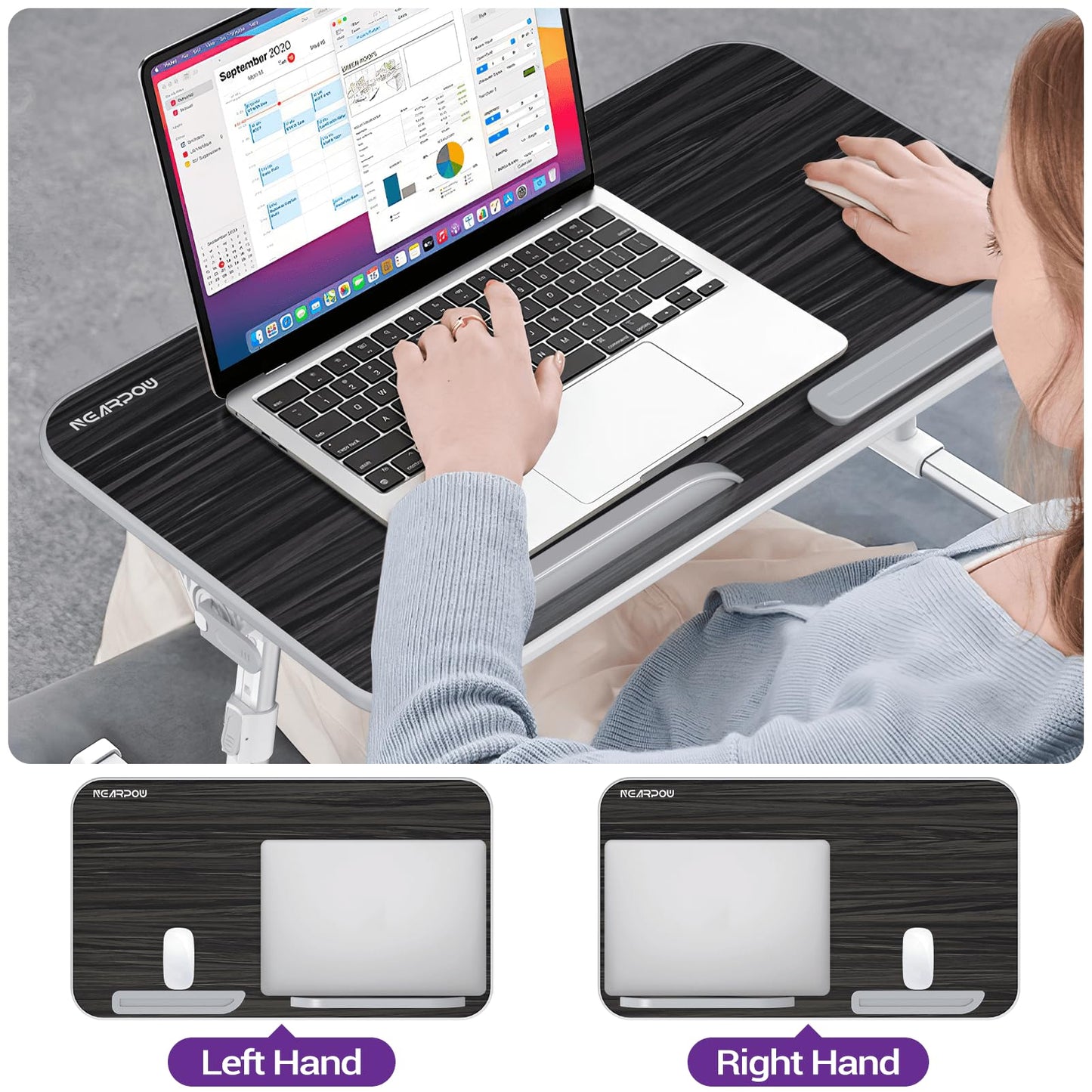 Laptop Bed Tray Table, Nearpow (Larger Size) Adjustable Laptop Bed Stand, Portable Standing Table with Foldable Legs, Foldable Lap Tablet Table for Sofa Couch Floor - Large Size