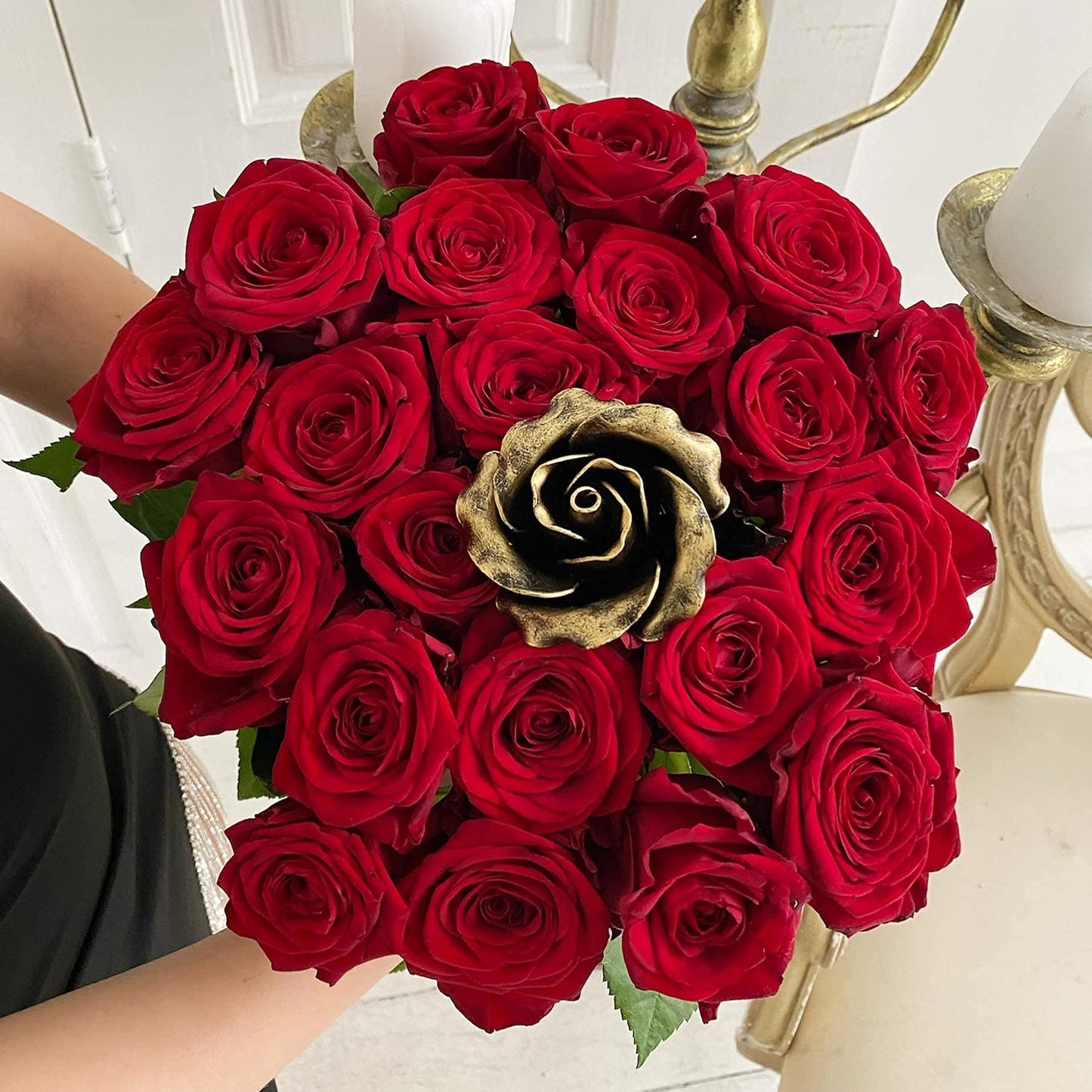MakuliSmit Handcrafted Bronze Rose – 8th & 19th Yeat Wedding for Her – Solid Metal Forever Flower Keepsake
