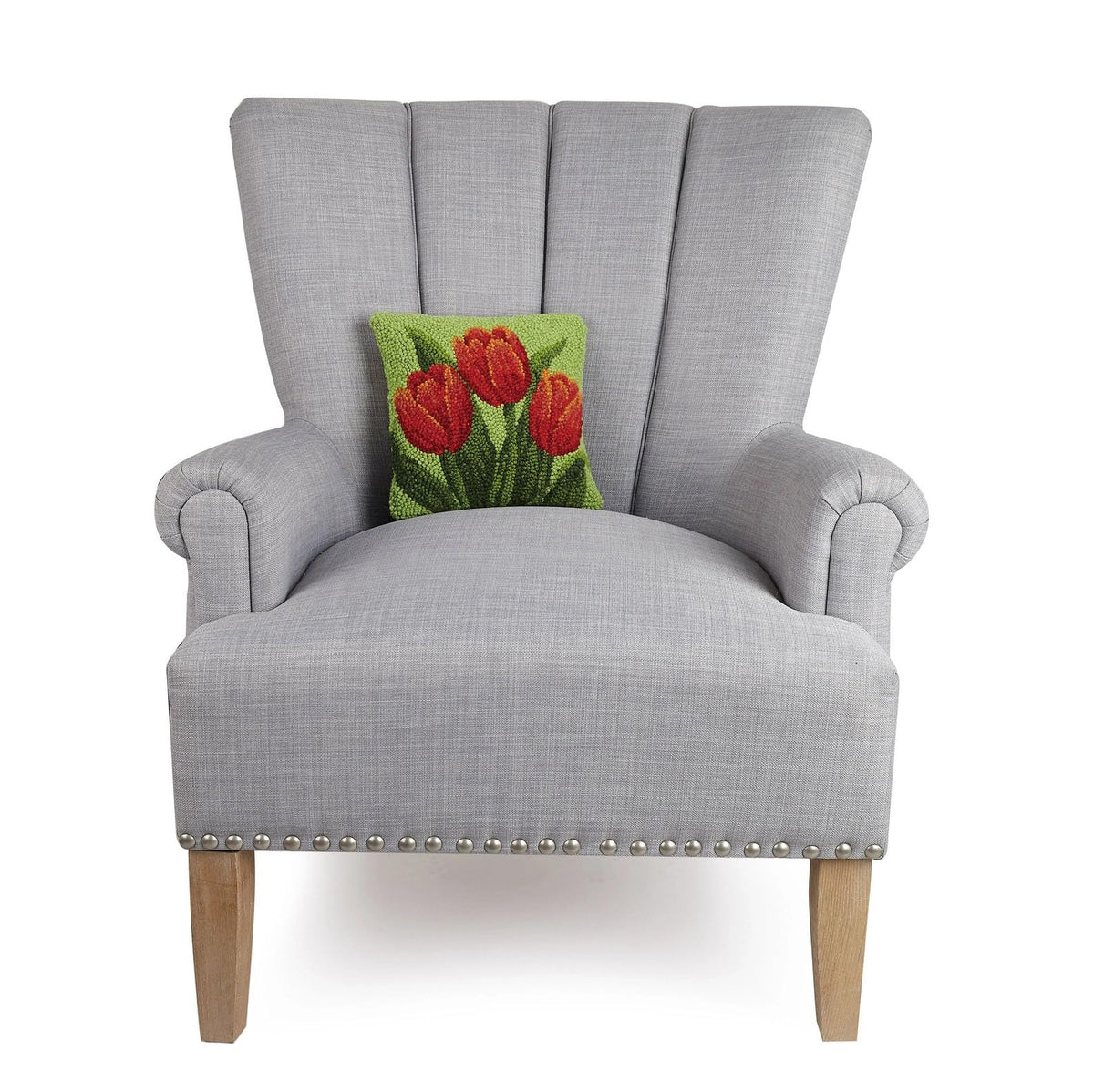 Peking Handicraft 30JES1591C10SQ Red Tulip Hook Pillow, 10-inch Square, Wool and Cotton