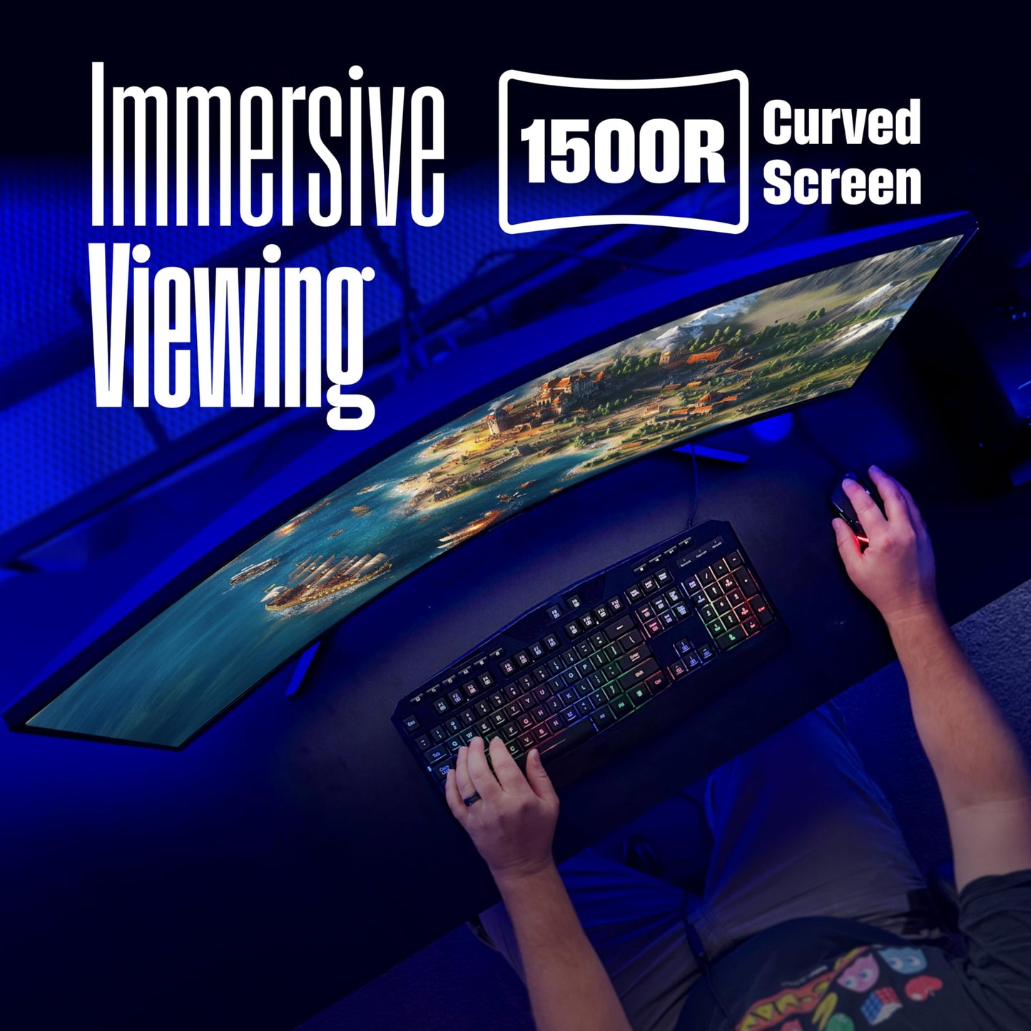 Westinghouse 34 Inch Curved Gaming Monitor, 2K Ultra-WQHD(3440x1440P), AMD FreeSync Premium, 3000:1 Contrast Ratio, 122% sRGB, 180Hz, 1ms, 1500R, Eyecare, Built-in Speakers, DisplayPortx2, HDMIx2
