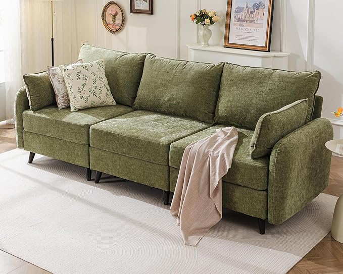 Rexulqo 104'' Modular Sectional Sofa with All Seats Storage,Oversized 3-Seater Comfy Cloud Couches with Deep Seat,Big Couch for Living Room,Bedroom,Velet,Green