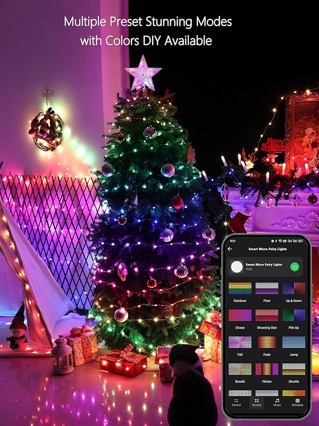 BrizLabs Smart Fairy Lights, 33ft 100 LED Color Changing Fairy Lights Work with Alexa/Google Home, WiFi Pink Valentine's Day Light Dimmable RGB Twinkle Starry Light for Christmas Tree Home Party Decor