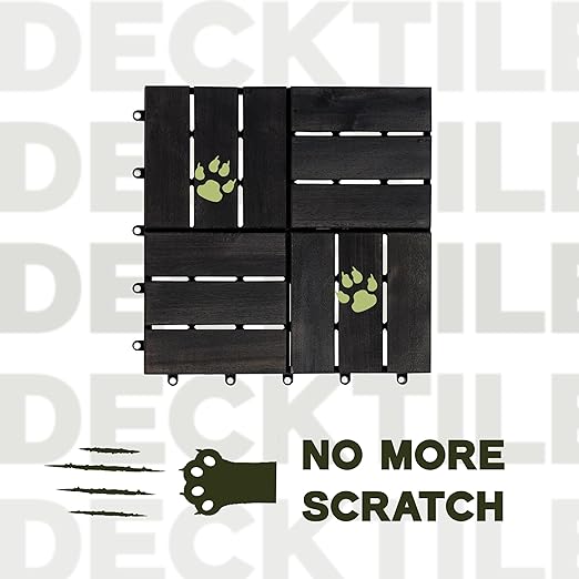 VICTORY RELAX Acacia Wood Decking Tiles 9PCS - Easy Snap Interlocking Deck Tiles for Patio Poolside Balcony Decor - All Weather Waterproof Flooring for Indoor & Outdoor (Round Joints)