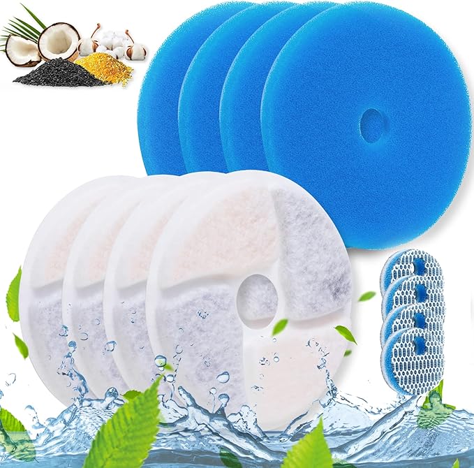 Biubiucat Cat Water Fountain Filters - 4PCS Activated Professional Removable Circle Reusable Fountain Carbon Filter Drink ...