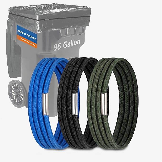 Trash Can Bands, Hongmed Heavy Duty Rubber Bands Fit 50 to 96 Gallon Cans for Kitchen/Office/Garage, Secure Large Garbage Bags(Black/Blue/Green)
