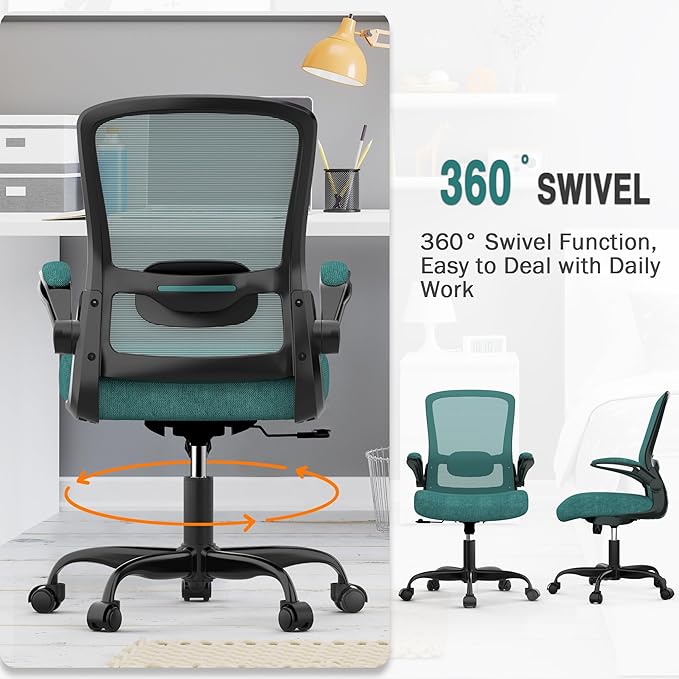 Mimoglad Office Chair, Ergonomic Desk Chair with Adjustable Lumbar Support, High Back Mesh Computer Chair with Flip-up Armrests-BIFMA Passed Task Chairs, Executive Chair for Home Office