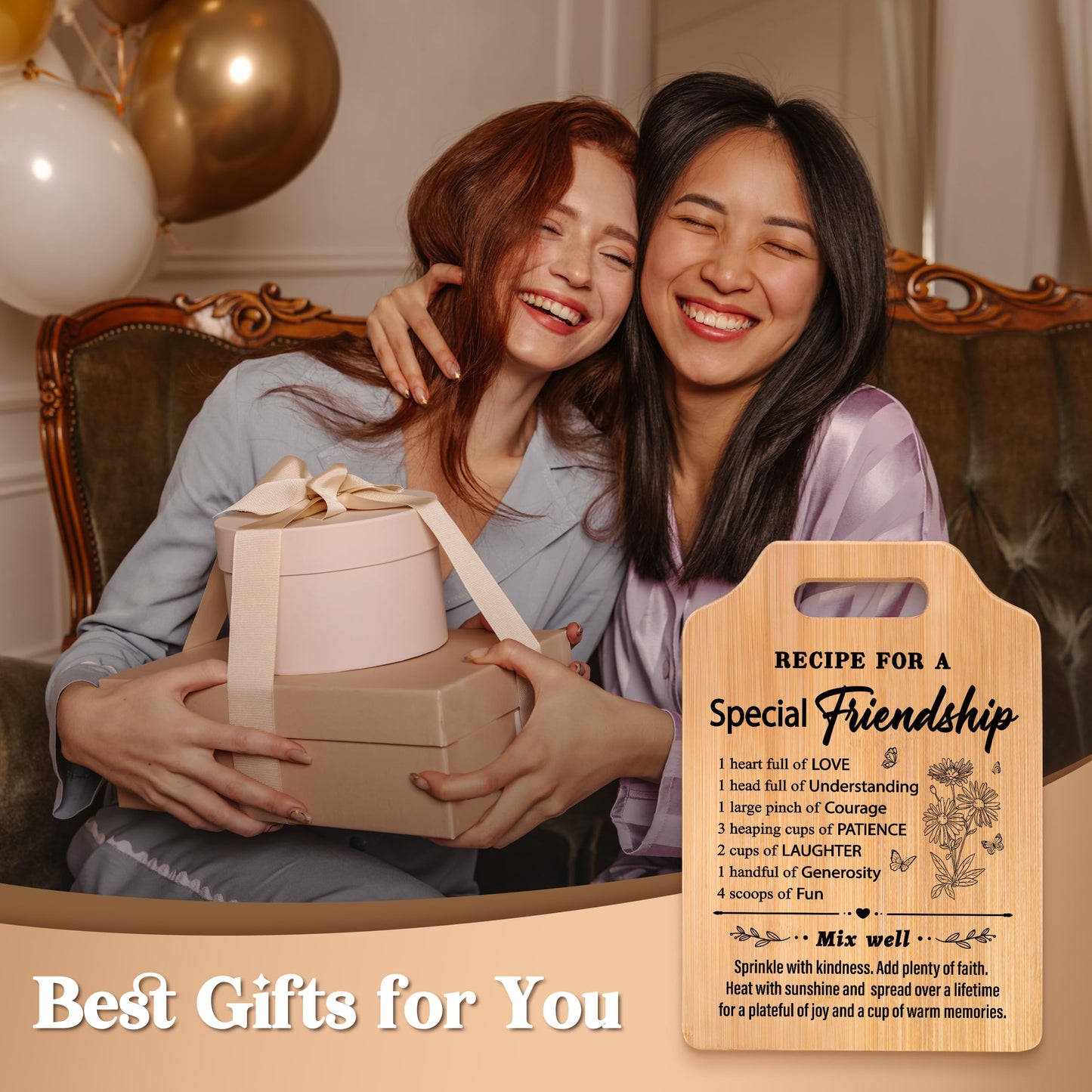 Milcier Friendship Gifts for Women, Birthday Gifts for Women Friendship, Unique Best Friends Cutting Board, Best Friend Christmas Gifts for Woman, Bestie, BFF