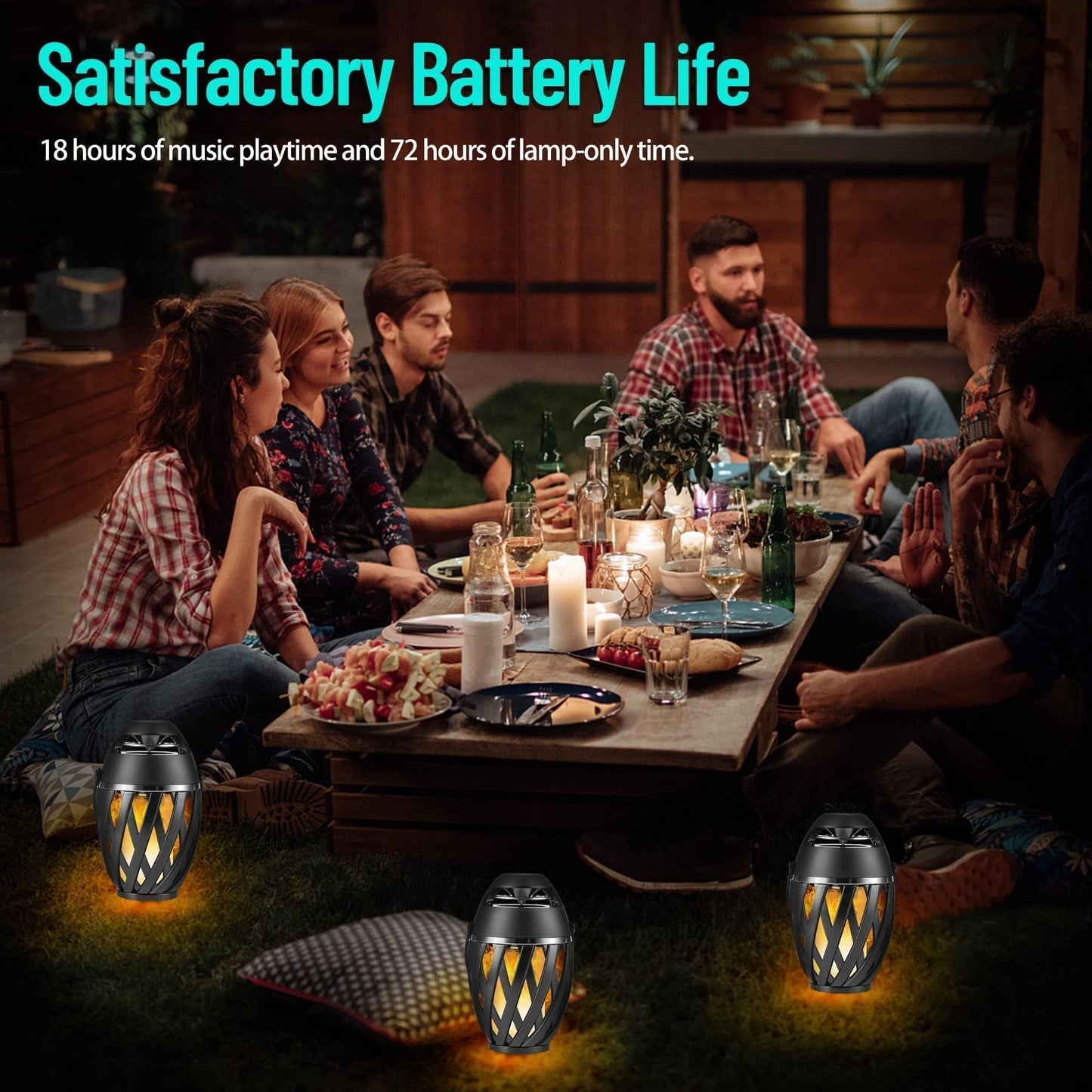 INSSISAIN 2 Pack Outdoor Bluetooth Speakers Waterproof Wireless, Birthday Gifts for Men Dad, LED Flame Ambient Light, Camping Patio Accessories, Unique Gifts for Him Husband Boyfriend Dad Gifts