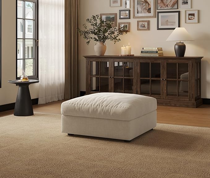 Cloud Modular Sectional Sofa Couch with Storage Ottoman, Oversized Sectional Couches for Living Room, Single Ottoman, Chenille, Beige