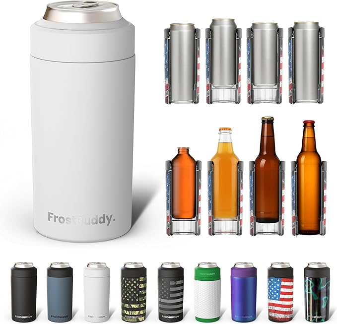 Frost Buddy Universal Buddy Can Cooler - Fits All - For Regular 12 & 16 oz or Slim-Size Bottles - Insulated Double -Walled...
