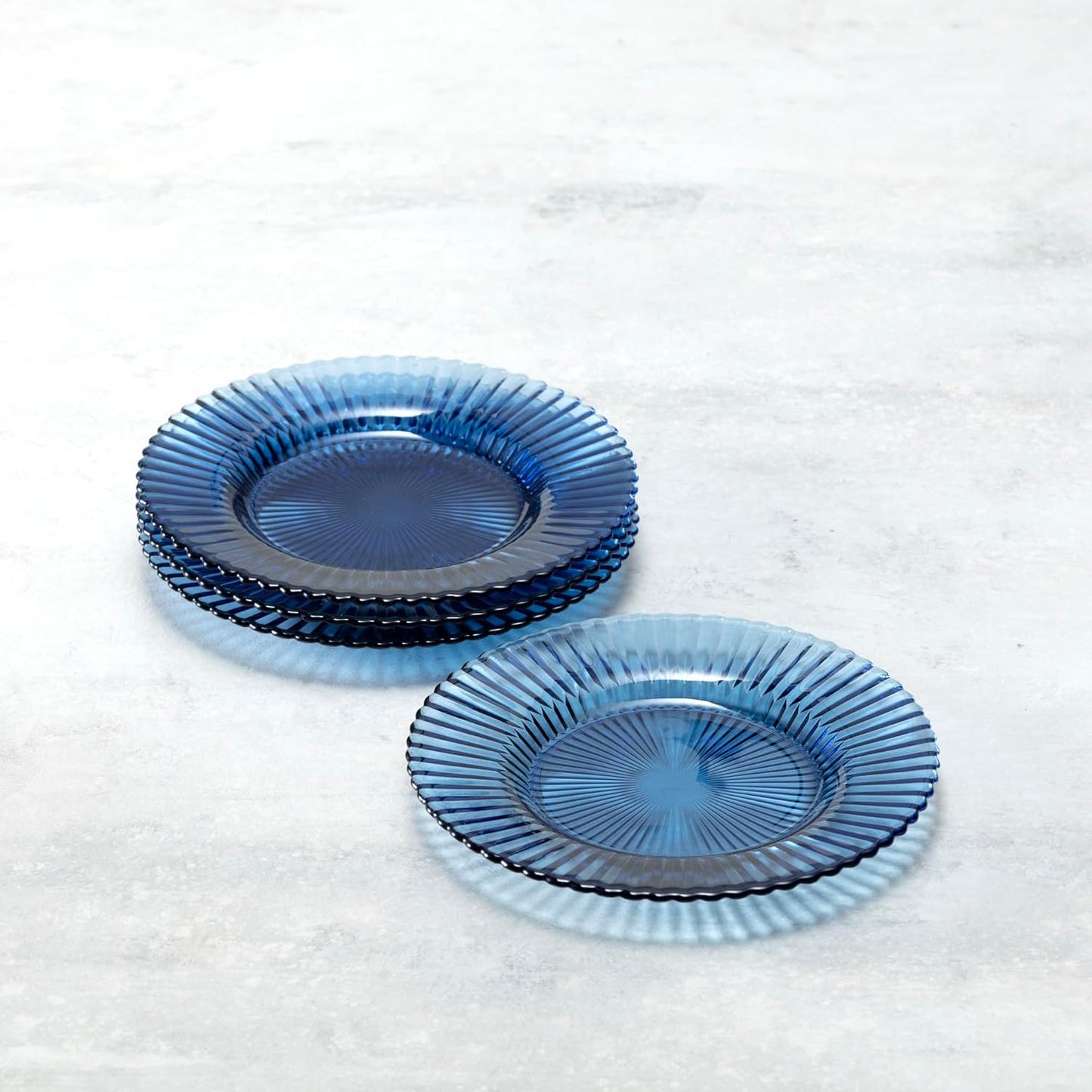 Fortessa Archie Glass, 8.5 Inch Salad Plate (Set of 4), Cornflower Blue