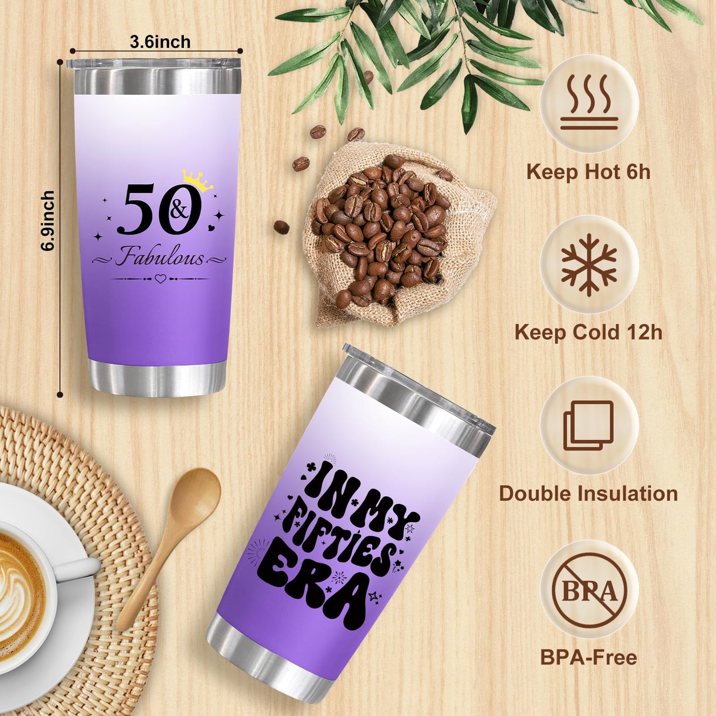 50th Birthday Gifts for Women Her, Funny Birthday Gifts for 50 Year Old Woman, Unique 50 Fabulous 1975 Tote Bag Set, Happy 50th BirthdayGift Basket for Her Mom Sister Friend Wife