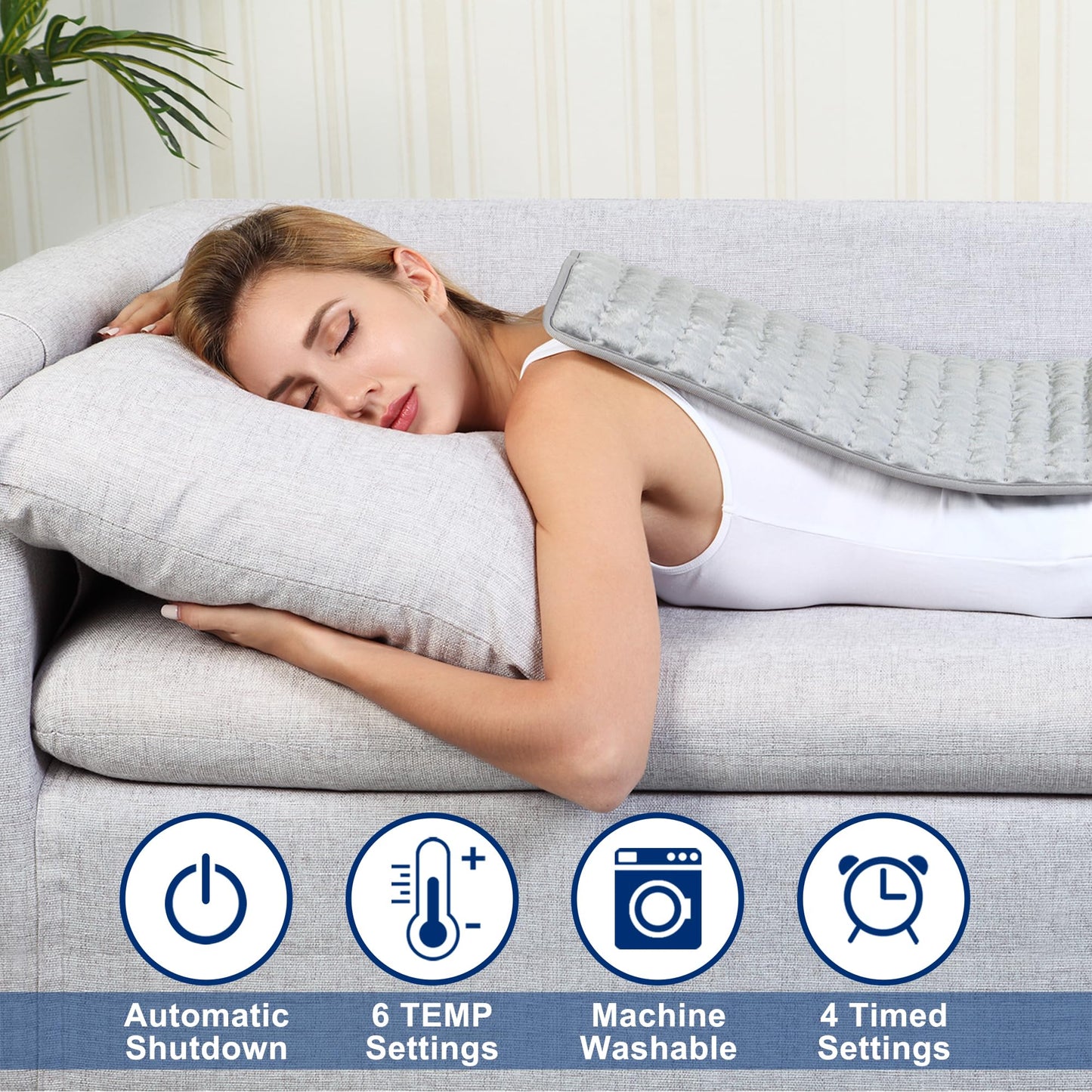 Electric Heating pad for Back Neck Shoulder Knee Arms Legs- Electric Heat Pads with 6 Heat Settings & Auto Shut Off &Dry/Moist Heat Heating Pad for Birthday Mother Father Girl Men Women
