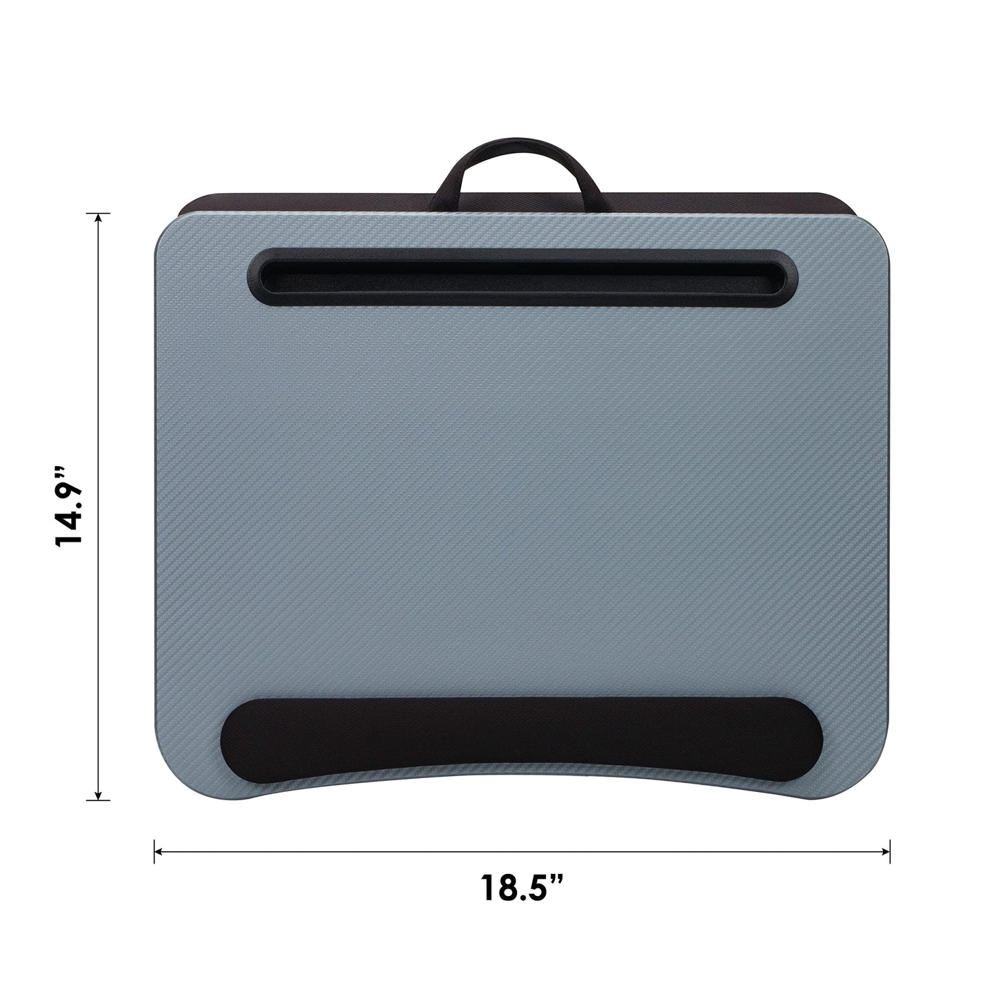 LAPGEAR Memory Foam Lap Desk with Wrist Rest and Media Slot - Large - Silver Carbon - Fits up to 17.3 Inch Laptops and Most Tablets - Style No. 91365