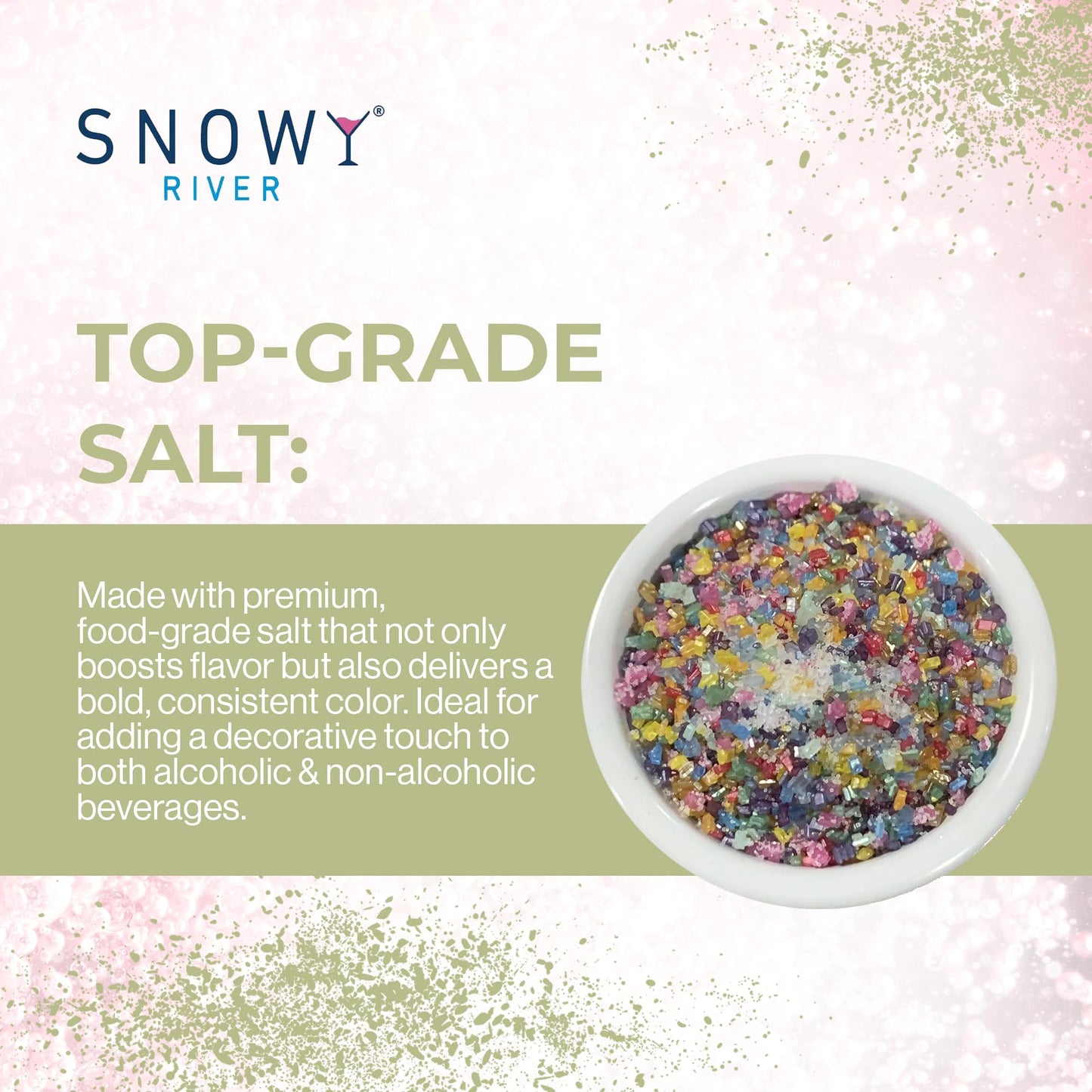 Snowy River Cocktail Salt Pride Rainbow Blend - All Natural Rimming Salt for Margaritas & Cocktails with Sweet & Savory Overtones (4oz Bag)