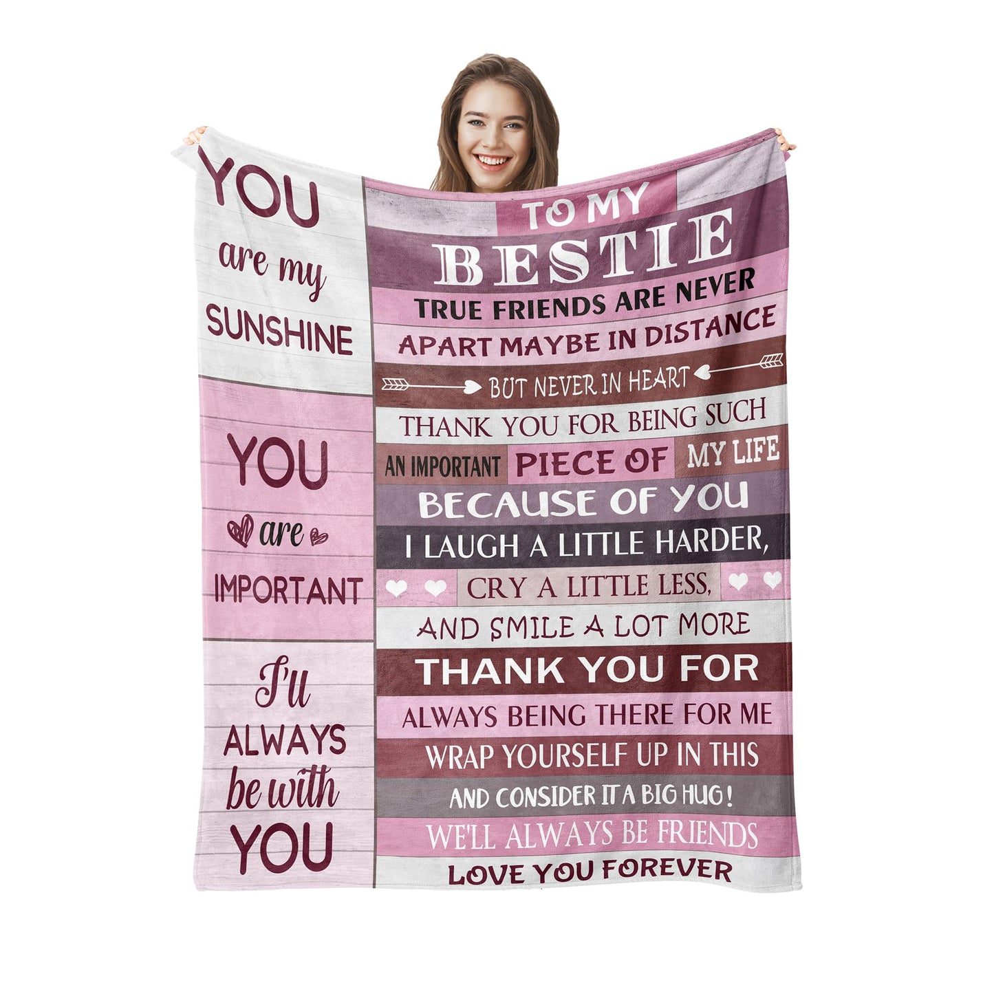 Pozevan Best Friend Birthday Gifts, Bestie Gifts for Women, Friendship Present, Soul Sister Gifts Ideas Blanket (60x50 Inches)