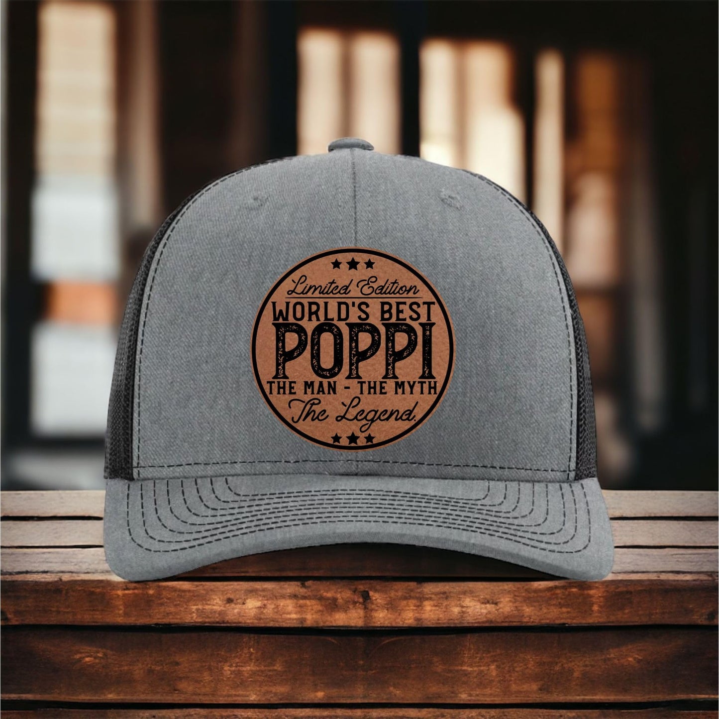 Poppi The Man The Myth The Legend Hat - Grandpa Gift for Poppi - Promoted to Grandpa - Worlds Best - Fathers Day Christmas Bday Gift from Grandson Granddaughter Grandkids - Richardson 112 Trucker Hat