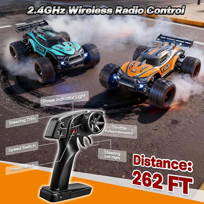 1:18 Fast RC Cars for Adults - 38+ KPH Off Road Remote Control Car - High Speed RC Monster Truck 4x4 All Terrain