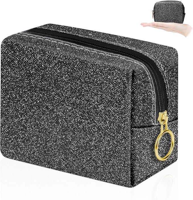 Desing Wish Shining Mini Makeup Bag for Purse Portable Lipstick Pouch Soft PU Leather Small Cosmetic Bag for Travel Cute L...