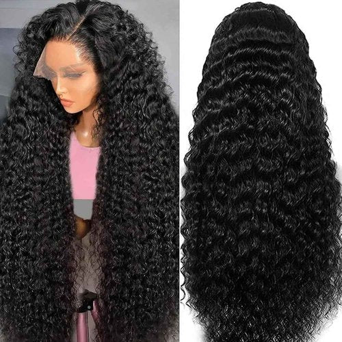 MMFZPHEIR Deep Wave Lace Front Wigs Human Hair 200% Density 13x6 HD Transparent Deep Wave Frontal Wigs Human Hair With Baby Hair(26 Inch)