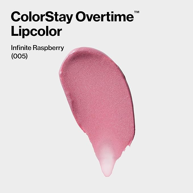 Revlon Liquid Lipstick with Clear Lip Gloss, ColorStay Overtime Lipcolor, Stocking Stuffer for Women, 005 Infinite Raspberry, 0.07 fl oz